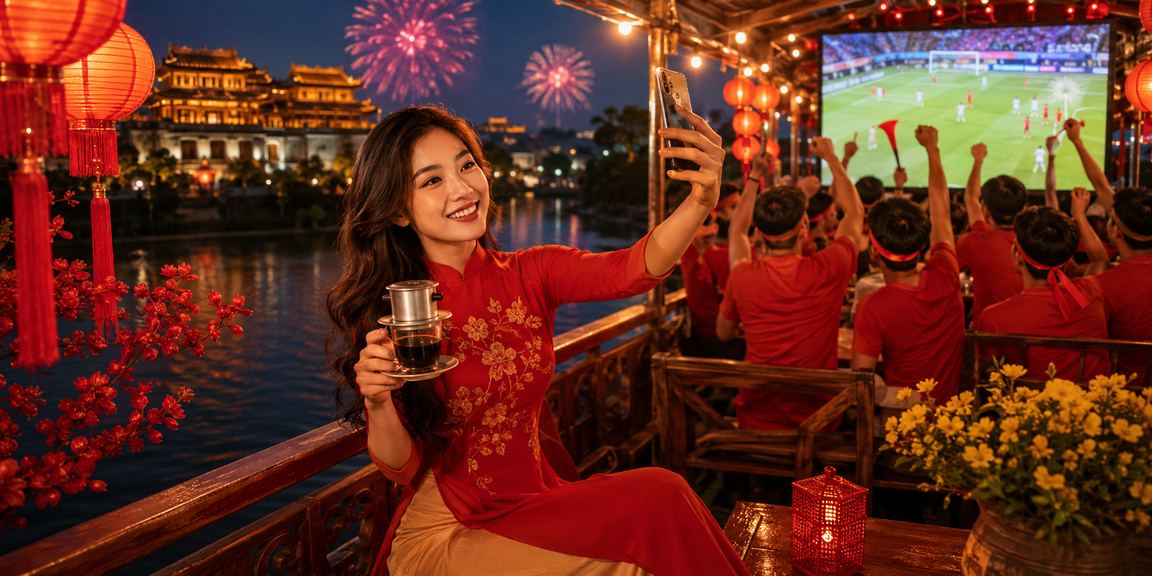 Người dùng nạp tiền trực tuyến qua ví điện tử tại Huế với không gian cà phê truyền thống